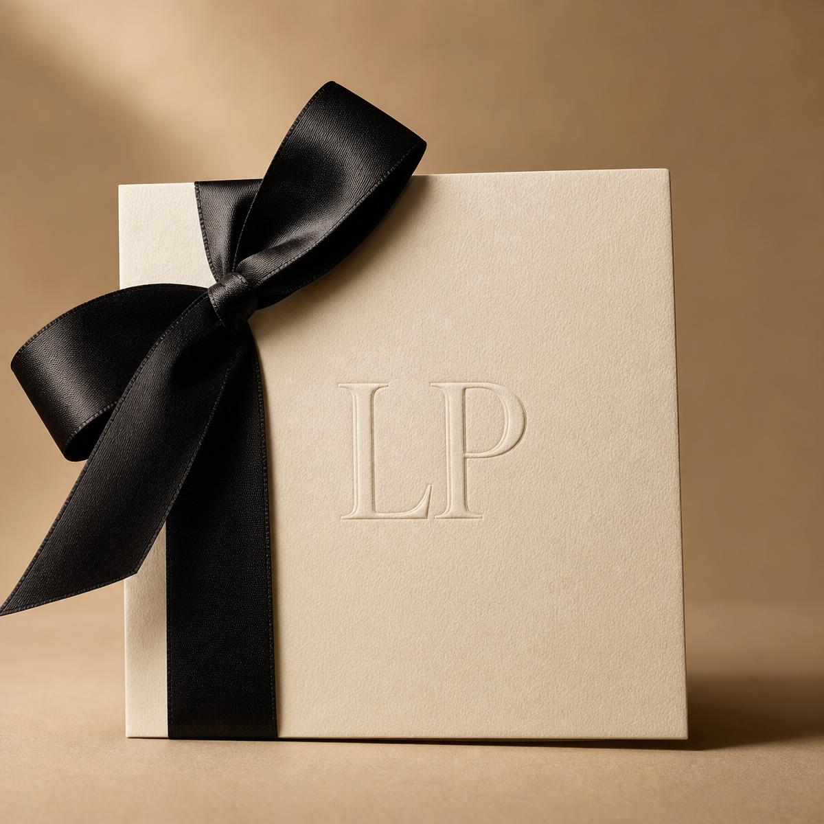 Carte cadeau La Prisée d'Abidjan, papier ivoire et ruban de satin noir